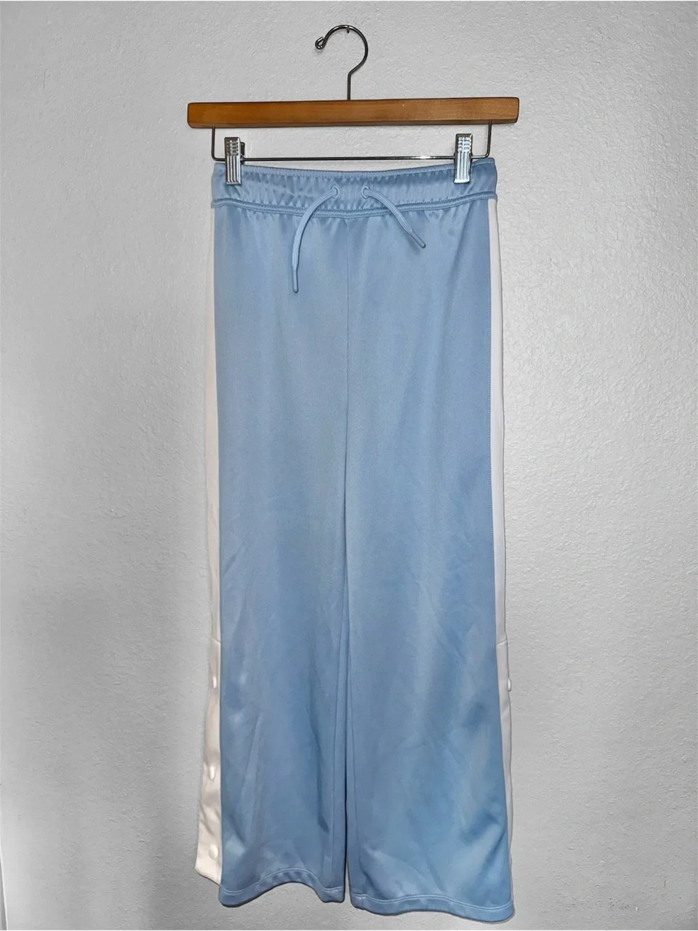 Converse Light Blue Athletic Pants with with White Stripe and Bottom Buttons M
